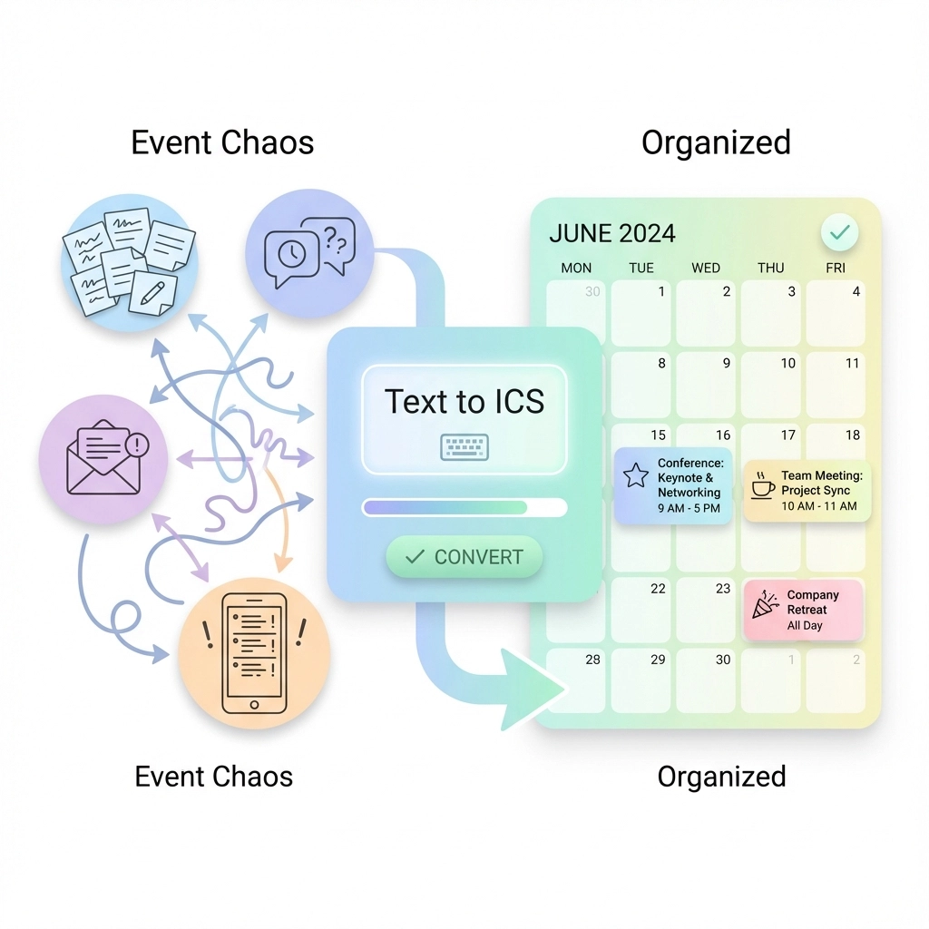Event Chaos, Organized: How Text to ICS Simplifies Your Planning Workflow